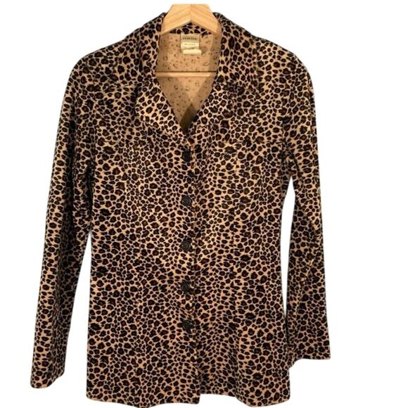 Vintage 90's Y2K Leopard Print Fuzzy Velvet Jacket Forever 21 Punk Alt Girl S - Picture 3 of 5